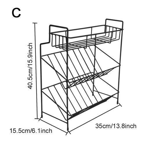 3/2 Layers Dish Drainer Rack Spice Storage Holder K 3 Layers - Black