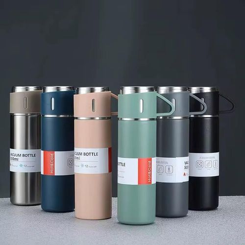 500ML Thermos Bottle Set Stainless Steel Vacuum Flask Travel Peach