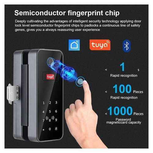 Bluetooth App Tuya Double Glass Doors Keyless Fingerprint Lock Passcode Digital Door Lock Fingerprint Smart Lock