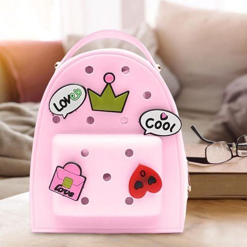 Girls Mini Backpack Jelly Charm Girls Backpack Waterproof Cartoon Pink