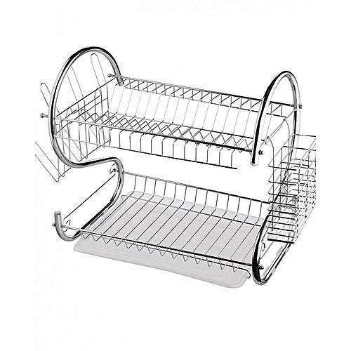Stainless Steel 2 Tier Dish Rack - Silver
