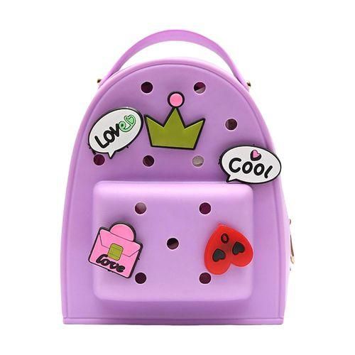 Girls Mini Backpack Jelly Charm Girls Backpack Waterproof Cartoon Purple