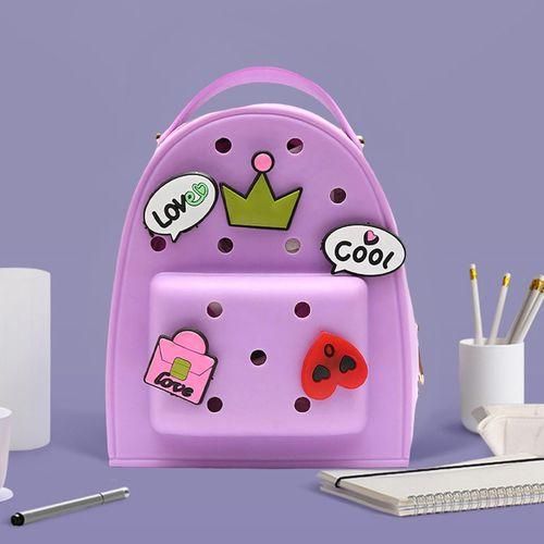 Girls Mini Backpack Jelly Charm Girls Backpack Waterproof Cartoon Purple