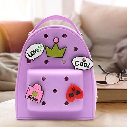 Girls Mini Backpack Jelly Charm Girls Backpack Waterproof Cartoon Purple