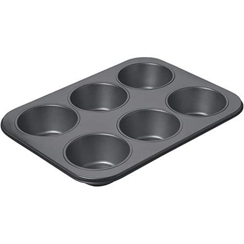 6-Hole Long Life,Cupcake Baking Tray /Oven Tray Pan - Black
