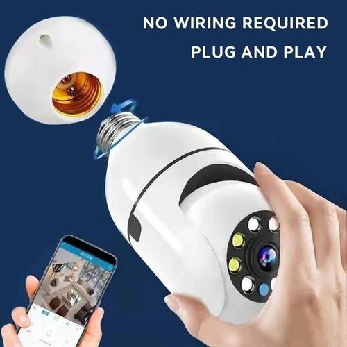 Bulb Surveillance Camera Night Vision Full Color Automatic Human Tracking Zoom Indoor Security Wifi Camera