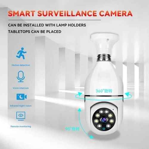 Bulb Surveillance Camera Night Vision Full Color Automatic Human Tracking Zoom Indoor Security Wifi Camera