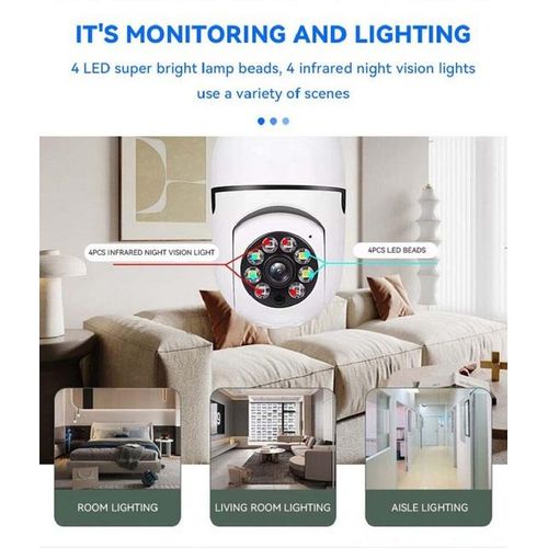 Bulb Surveillance Camera Night Vision Full Color Automatic Human Tracking Zoom Indoor Security Wifi Camera