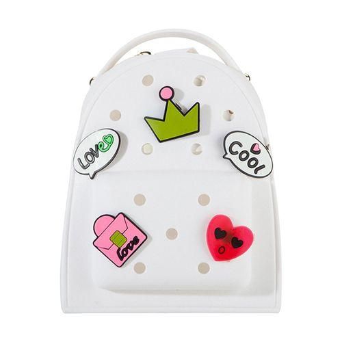 Girls Mini Backpack Jelly Charm Girls Backpack Waterproof Cartoon White