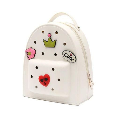 Girls Mini Backpack Jelly Charm Girls Backpack Waterproof Cartoon White