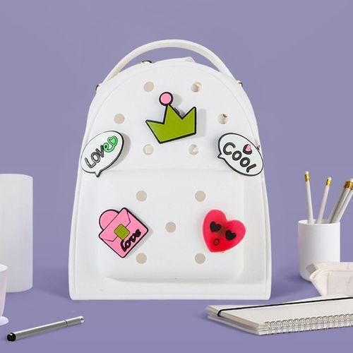 Girls Mini Backpack Jelly Charm Girls Backpack Waterproof Cartoon White