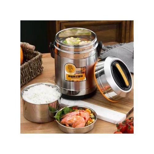 Steel Food Flask,Lunch Box 2.5 Litres Container - Silver