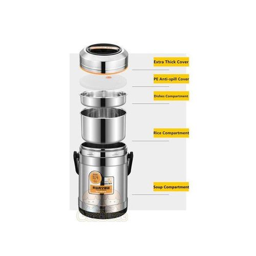 Steel Food Flask,Lunch Box 2.5 Litres Container - Silver