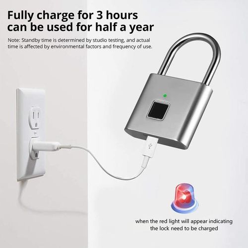 Biometric Electronic Lock Smart Home Fingerprint Locks Padlock With Usb Charging Waterproof Security Protection Cadeado