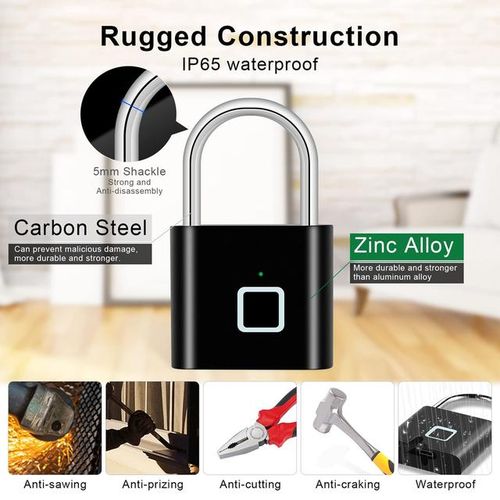 Biometric Electronic Lock Smart Home Fingerprint Locks Padlock With Usb Charging Waterproof Security Protection Cadeado