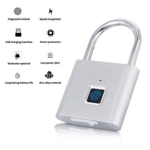 Biometric Electronic Lock Smart Home Fingerprint Locks Padlock With Usb Charging Waterproof Security Protection Cadeado
