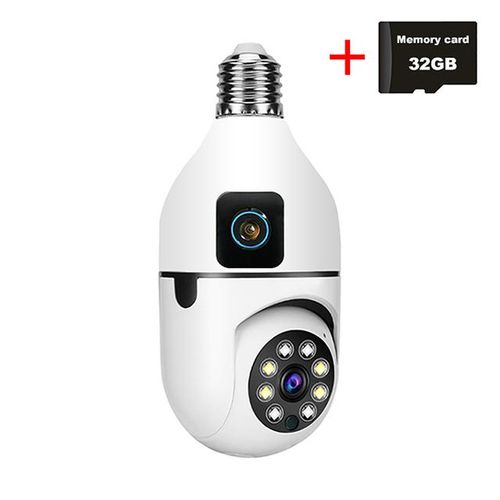 1080p Wifi Dual Lens Bulb Camera V380 Wireless Ptz Camera Ip Color Night Vision Two-Wayaudio Indoor Network Video Surveillance