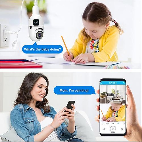 1080p Wifi Dual Lens Bulb Camera V380 Wireless Ptz Camera Ip Color Night Vision Two-Wayaudio Indoor Network Video Surveillance