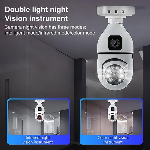 1080p Wifi Dual Lens Bulb Camera V380 Wireless Ptz Camera Ip Color Night Vision Two-Wayaudio Indoor Network Video Surveillance