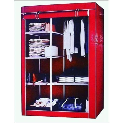 Wood Frame Wardrobe 2 Column - Maroon