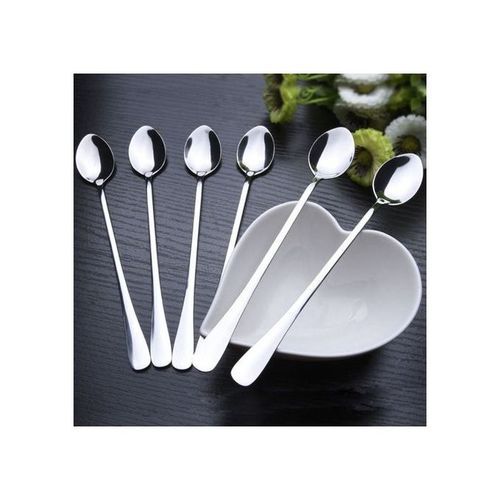 6 pcs Long Tea Spoons - Silver