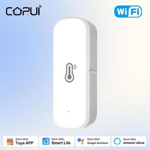 Corui Wifi Zigbee Tuya Smart Temperature Humidity Senser Alexa Google Home Voice Indoor Hygrometer For Smart Life