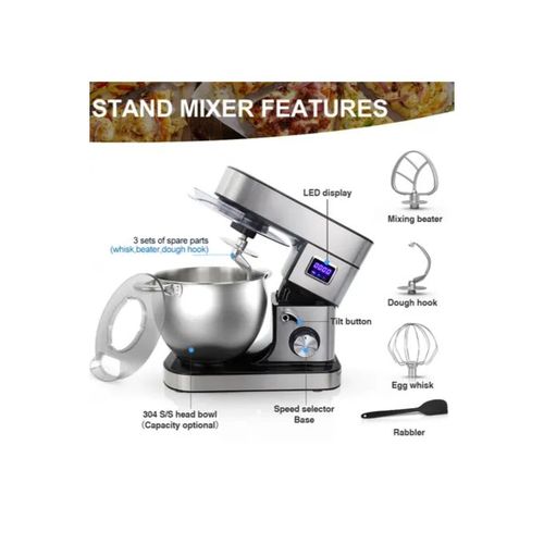 Hoffmans 3 In 1 Stand Mixer Of 12 Liters For Kneading Dough Whipping And Mixing -Multicolours