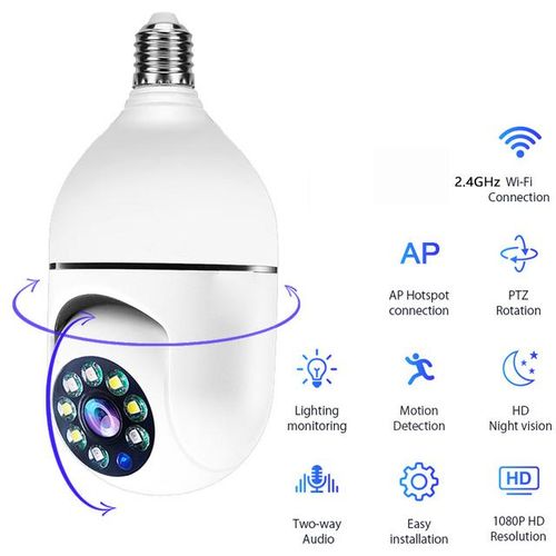 1080p Wifi E27 Bulb Surveillance Camera Night Vision Automatic Human Tracking Digital Video Smart Home Security