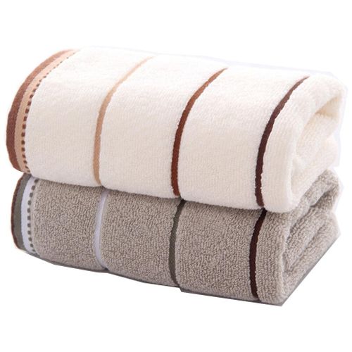 Lots 2 Premium Thicken Cotton Towels Fce Hand Bath +Beige