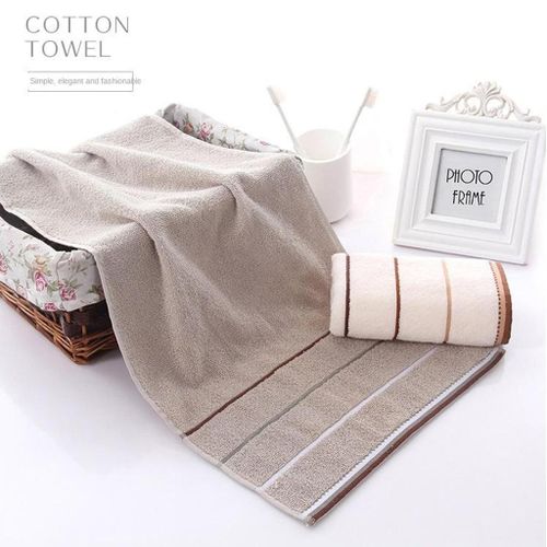 Lots 2 Premium Thicken Cotton Towels Fce Hand Bath +Beige