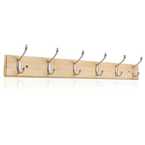 Wall Mounted Rack/Towel Holder 6 Hooks - Brown