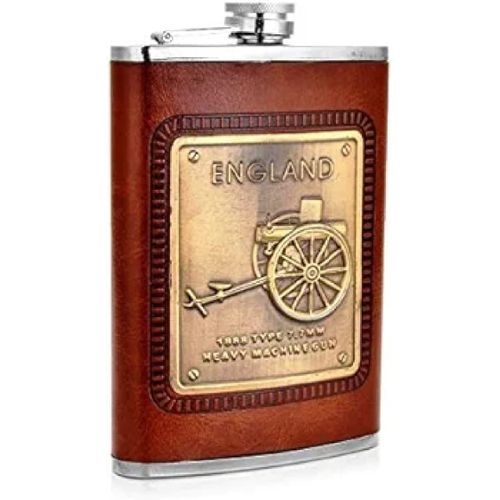Whiskey Hip Flask Stainless Steel - Brown