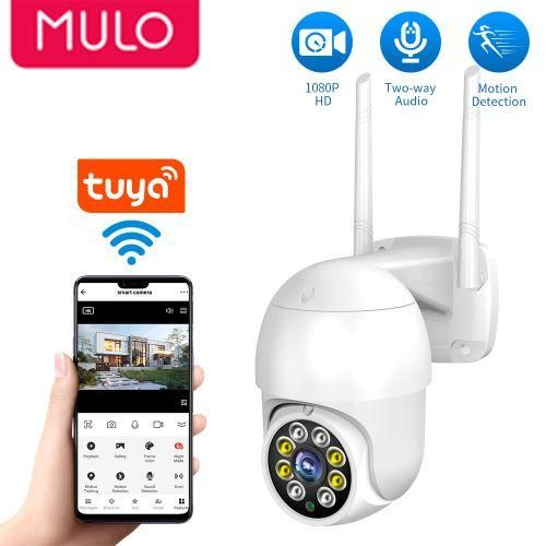 MULO 1080P 2MP 3MP PTZ WiFi  Wireless Camera Smart Outdoor Home Security 4X Digital Zoom Dome Camera CCTV Video SurveillanceAlarm System Kits    US plug
