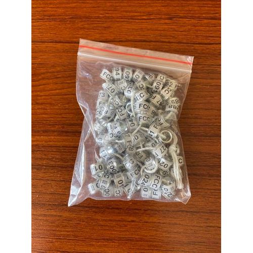 7mm Heigth 7mm Inner Ring Dove Pigeon Rings Customized Birds Foot Tags 2024 Fcc 001-100 White Outside Silver Inside