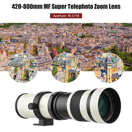 Camera MF Super Telephoto Zoom Lens F/8.3-16 420-800mm T Mount with Adapter Ring Universal 1/4 Thread Replacement for Canon EF-Mount Cameras EOS 80D 77D 70D 60D 60Da 50D 7D 6D 5D T7i T7s T6s T6i T6 T5i T5 T4i T3i T3 T2i SL2 SL1 NO5112