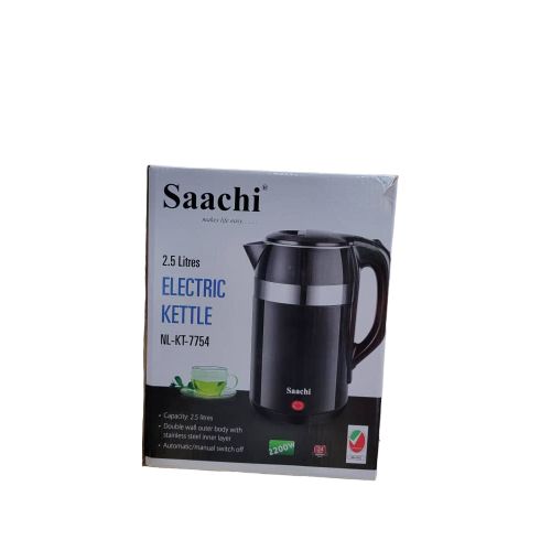 Saachi Fast Boiling Kettle With Stainless Steel Inner Layer Of 2.5 Liters-Black/Silver