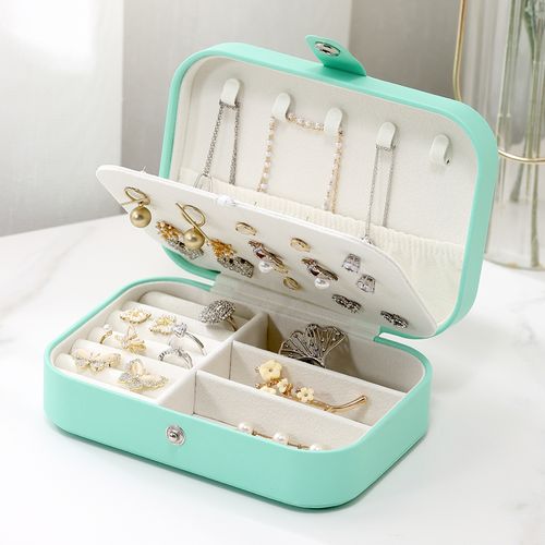 Mini Portable Jewelry Box, Jewelry Travel Storage Box-Green