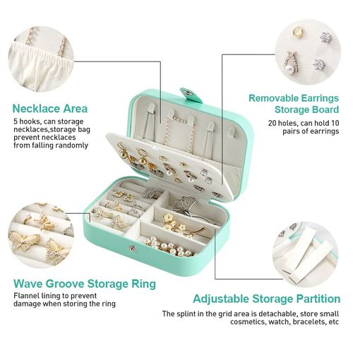 Mini Portable Jewelry Box, Jewelry Travel Storage Box-Green