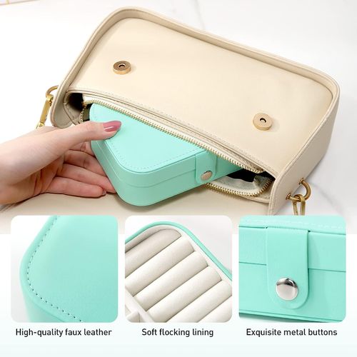 Mini Portable Jewelry Box, Jewelry Travel Storage Box-Green