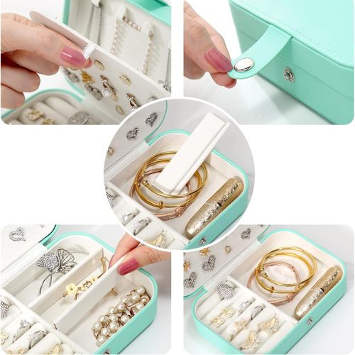 Mini Portable Jewelry Box, Jewelry Travel Storage Box-Green