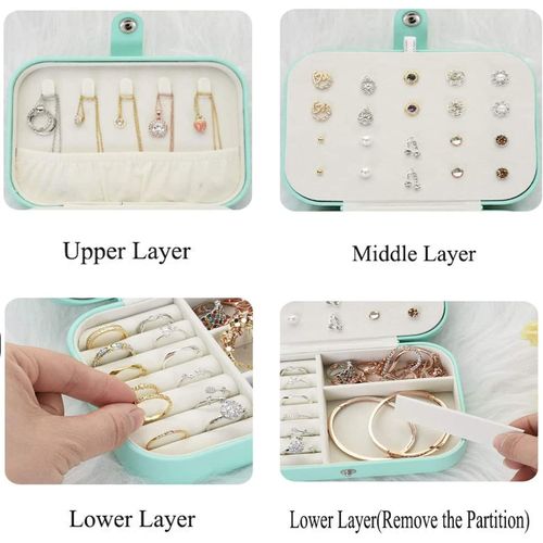 Mini Portable Jewelry Box, Jewelry Travel Storage Box-Green