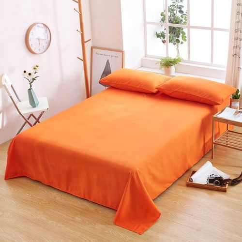 Cotton Double Cotton Bedsheets with 2 Pillowcases - Orange