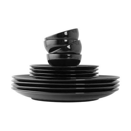 16pcs Dinner Set Cups, Plates, Side Plates & Bowls - Black