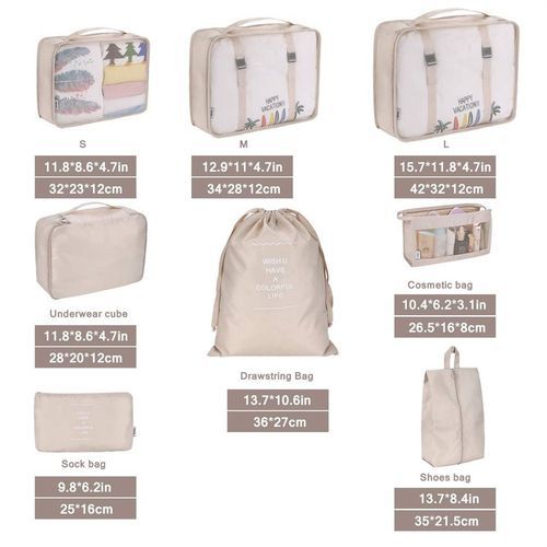 8pcs Set Travel Organizer Storage Bags Suitcase Packing Set