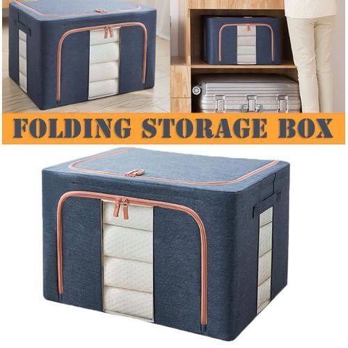 66L Steel Frame Clothes Storage Box, Clothes Organizer, Foldable - 50*40*33cm