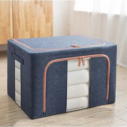 66L Steel Frame Clothes Storage Box, Clothes Organizer, Foldable - 50*40*33cm