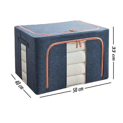 66L Steel Frame Clothes Storage Box, Clothes Organizer, Foldable - 50*40*33cm
