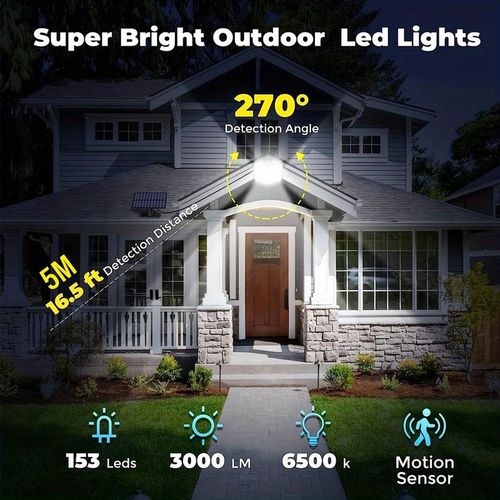 153 LED Solar Wall Light,Garden Wall Light, Waterproof IP65, With Remote Control