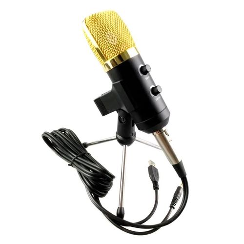 Professional USB Condenser Microphone with Tripod for Video Recording Karaoke Studio PC New,Black NO5112