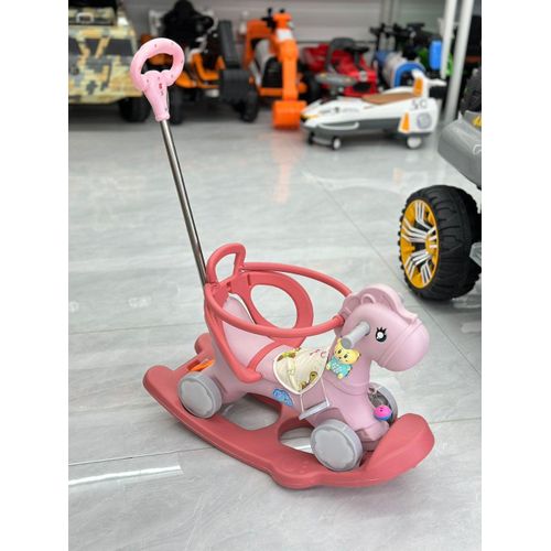 Customized Logo Foldable Plastic Backrest Adjustable Safety Rocking Baby Feeding High Chair For With Wheel - Multicolour